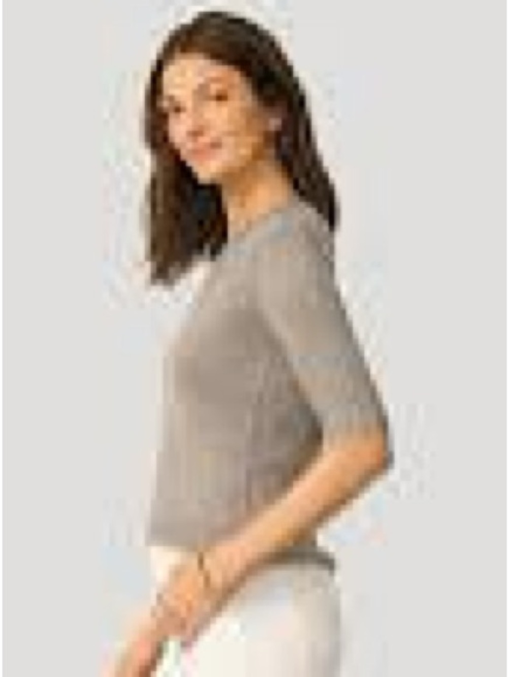 Cable & Gauge Gray Short-Sleeve Crewneck Knit Top